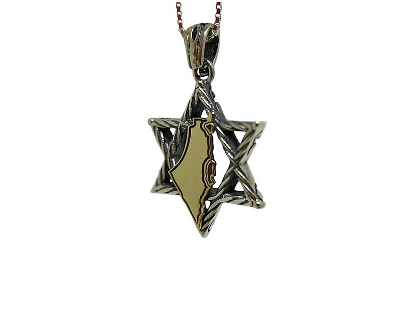 תליון מגן דוד מפת ישראל - מגע הקסם תליון מגן דוד מפת ישראל - מגע הקסם