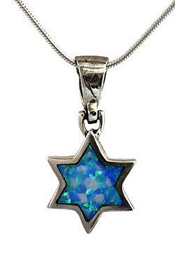 תליון מגן דוד משובץ אופל סינטטי תליון מגן דוד משובץ אופל סינטטי