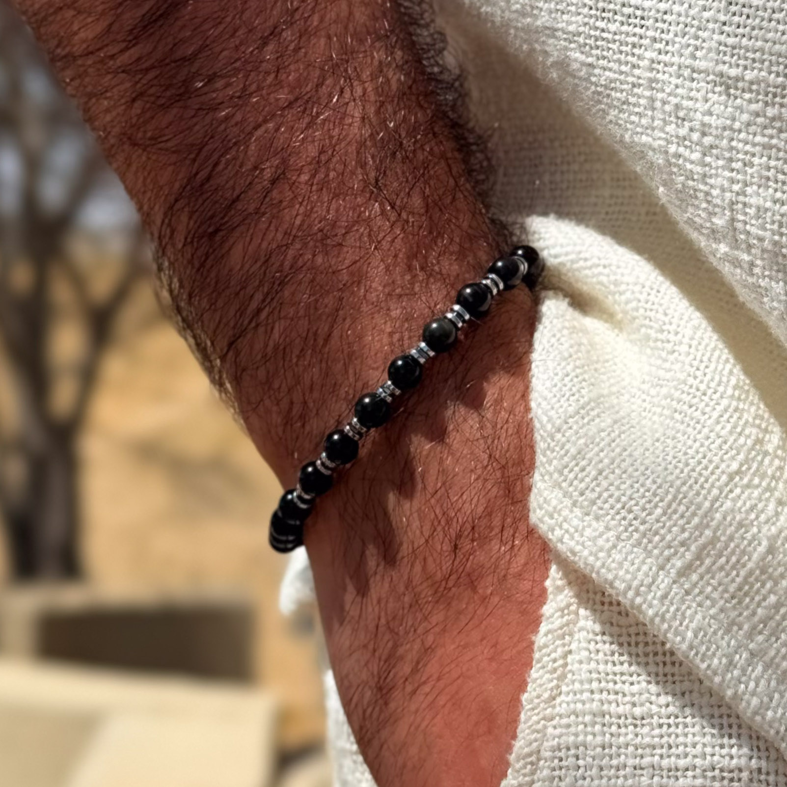 צמיד אובסדיאן ריינבו והמטייט - הארות