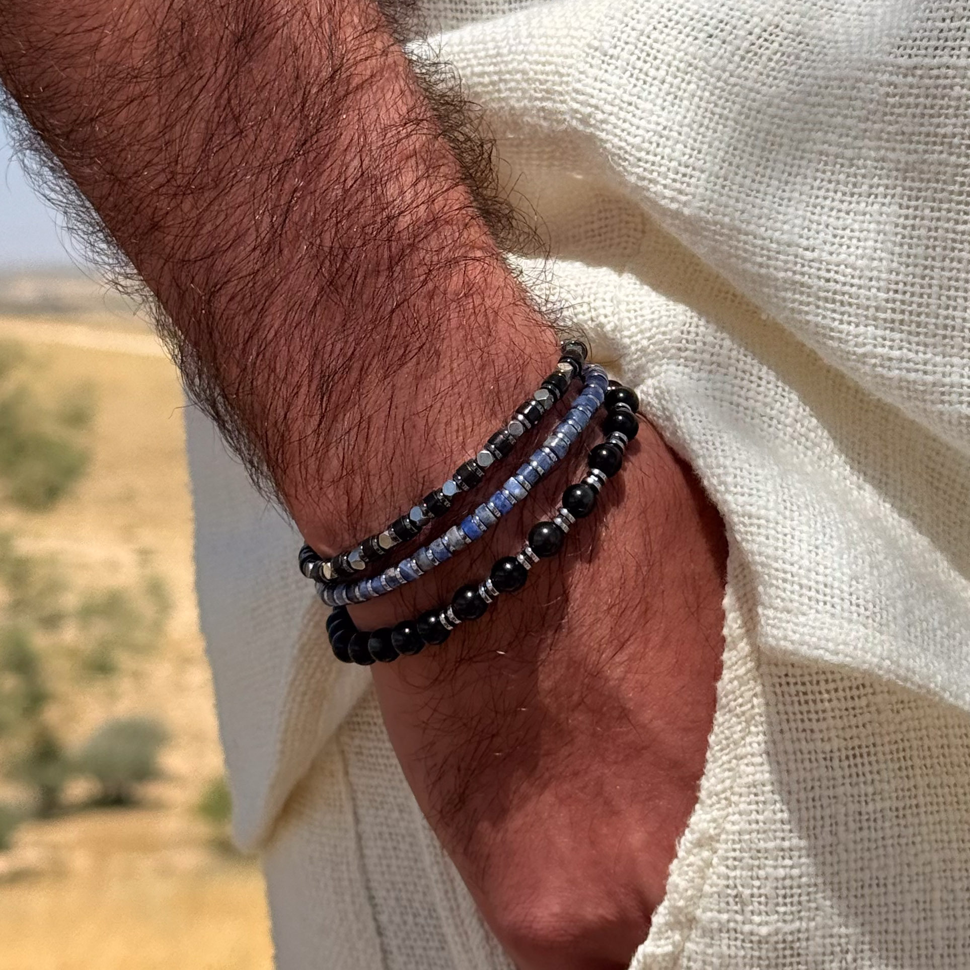 צמיד אובסדיאן ריינבו והמטייט - הארות