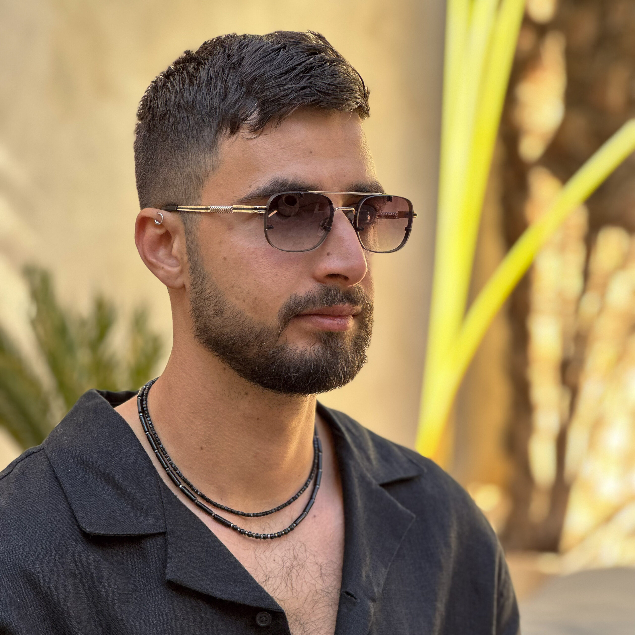 מחרוזת אוניקס המטייט וטורמלין שחור - פז