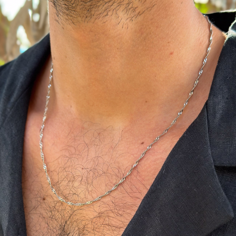 שרשרת כסף סינגפור רודיום שרשרת כסף סינגפור רודיום