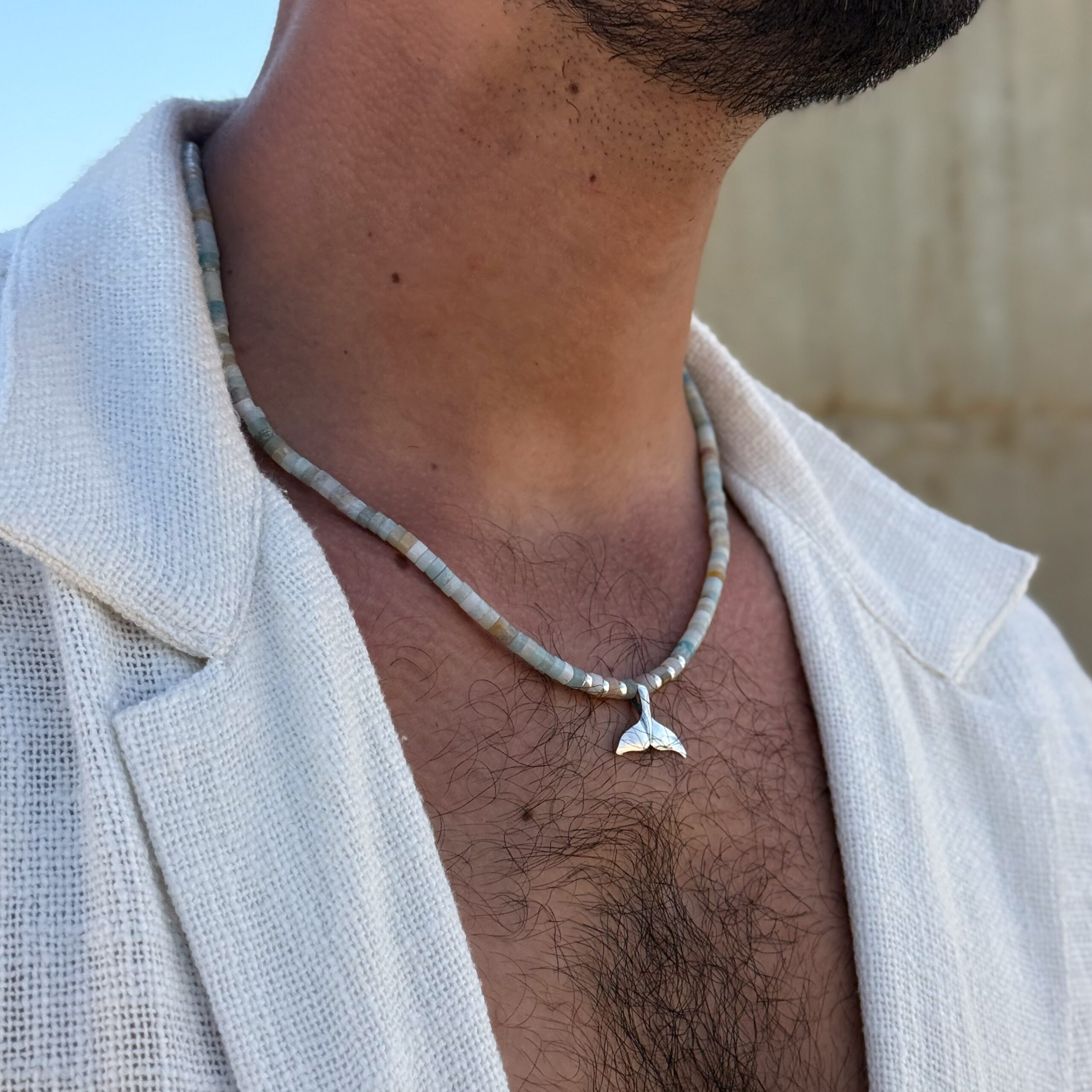 מחרוזת אמזונייט לגבר - גלים