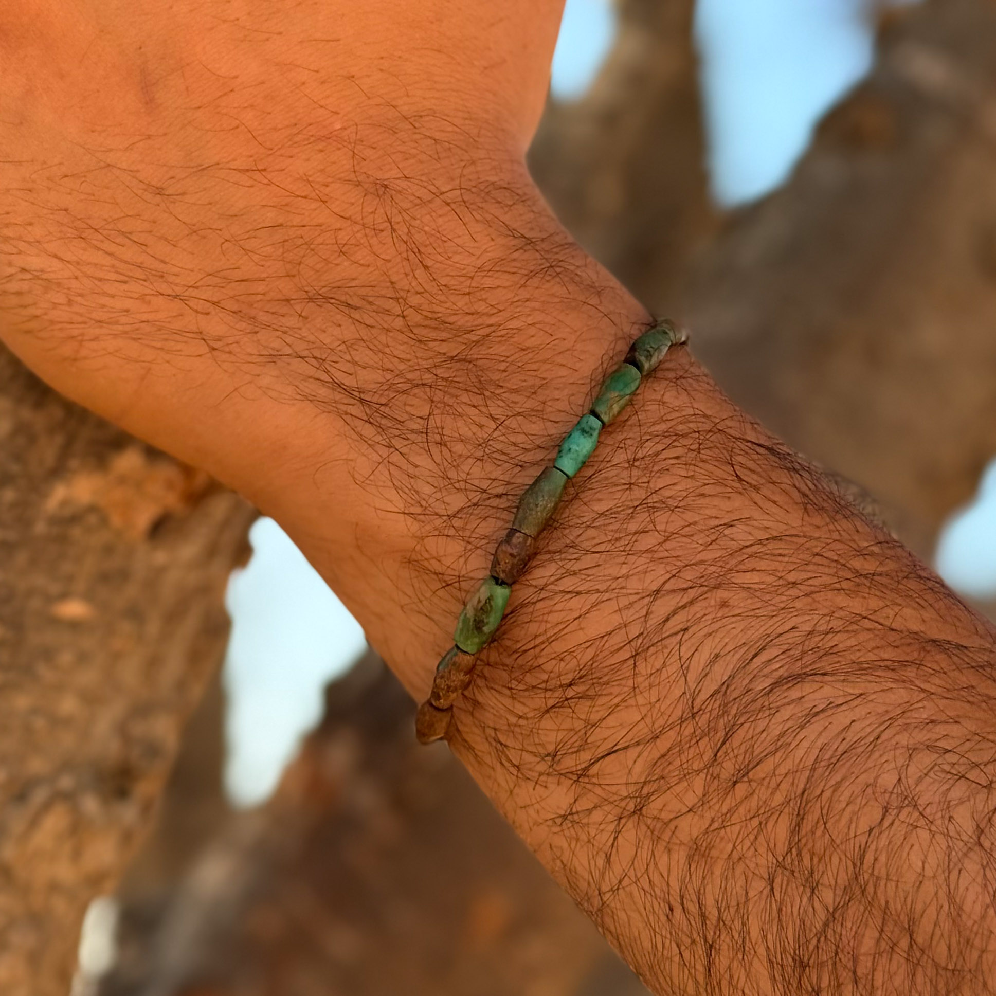 צמיד טורקיז ירוק לגבר - אדמת סחף צמיד טורקיז ירוק לגבר - אדמת סחף