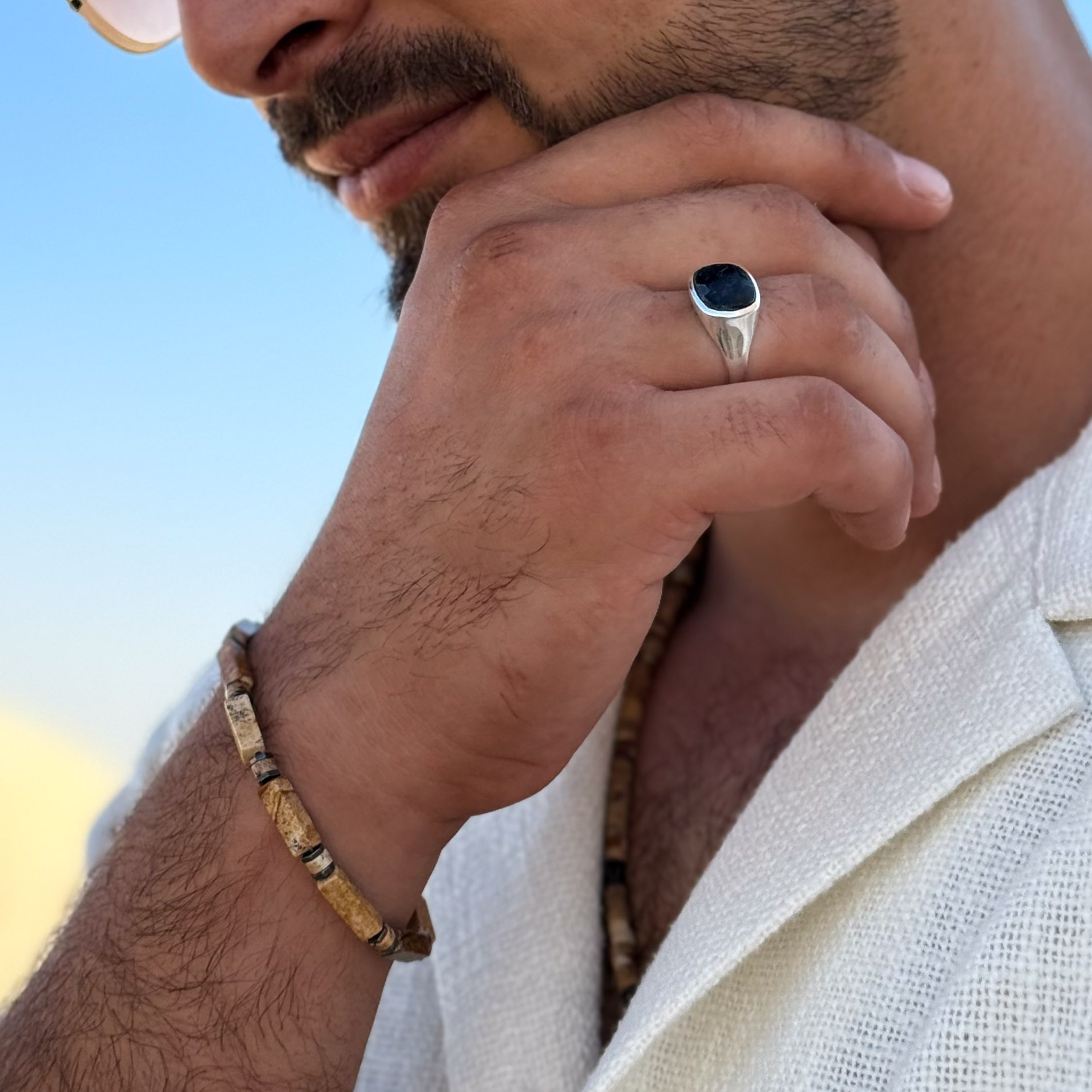 צמיד ג'ספר פיקצ'ר והמטייט לגבר - רוחות מדבר צמיד ג'ספר פיקצ'ר והמטייט לגבר - רוחות מדבר